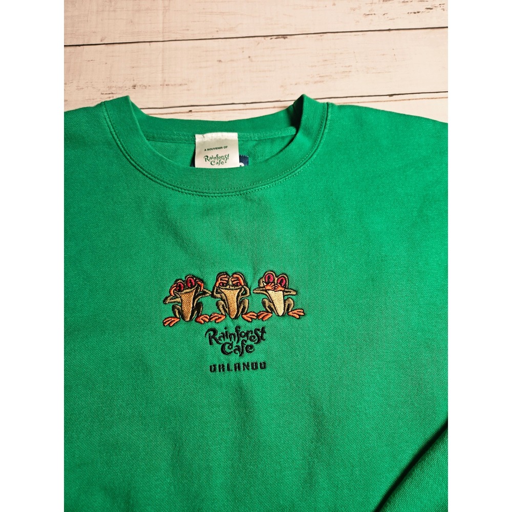 Rainforest Cafe Orlando Frog Crewneck Sweatshirt Green Blue 84 Mens Medium